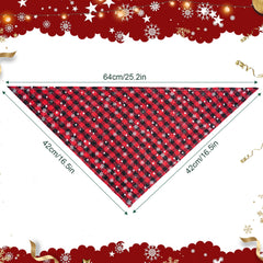 SUMERSHA Christmas dog bandanas green plaid snowflakes worn by a pup during a walk