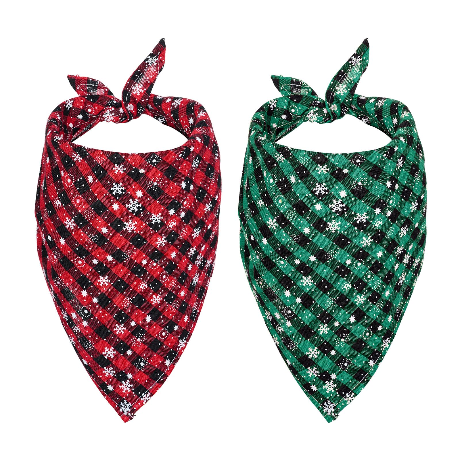 SUMERSHA Christmas dog bandanas red plaid snowflakes on a dog for bright holiday photos