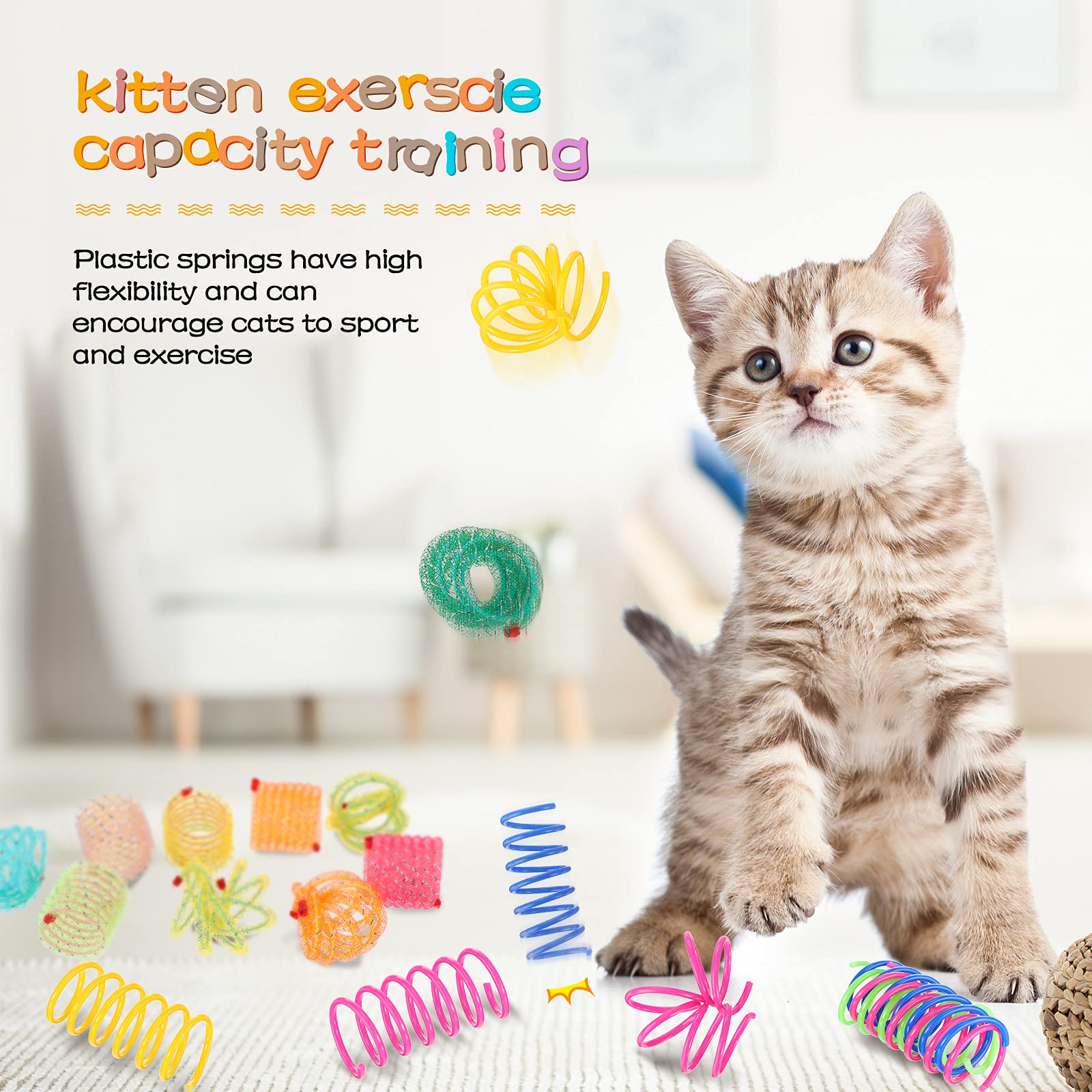 Sumind 30-piece cat spring set provides ample varied toys for ongoing play
