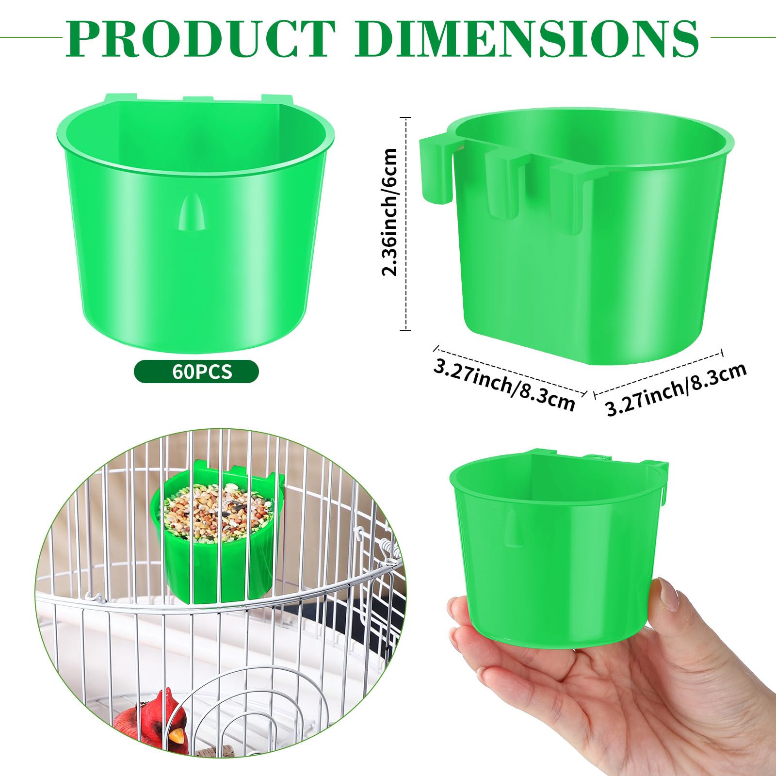 Sumind bird feeder with back hook demonstrates simple cage attachment for convenient water or food access