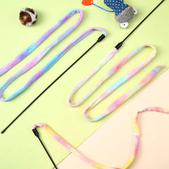 Sumind cat wand teaser closeup fabric highlights colorful fabric for irresistible chase