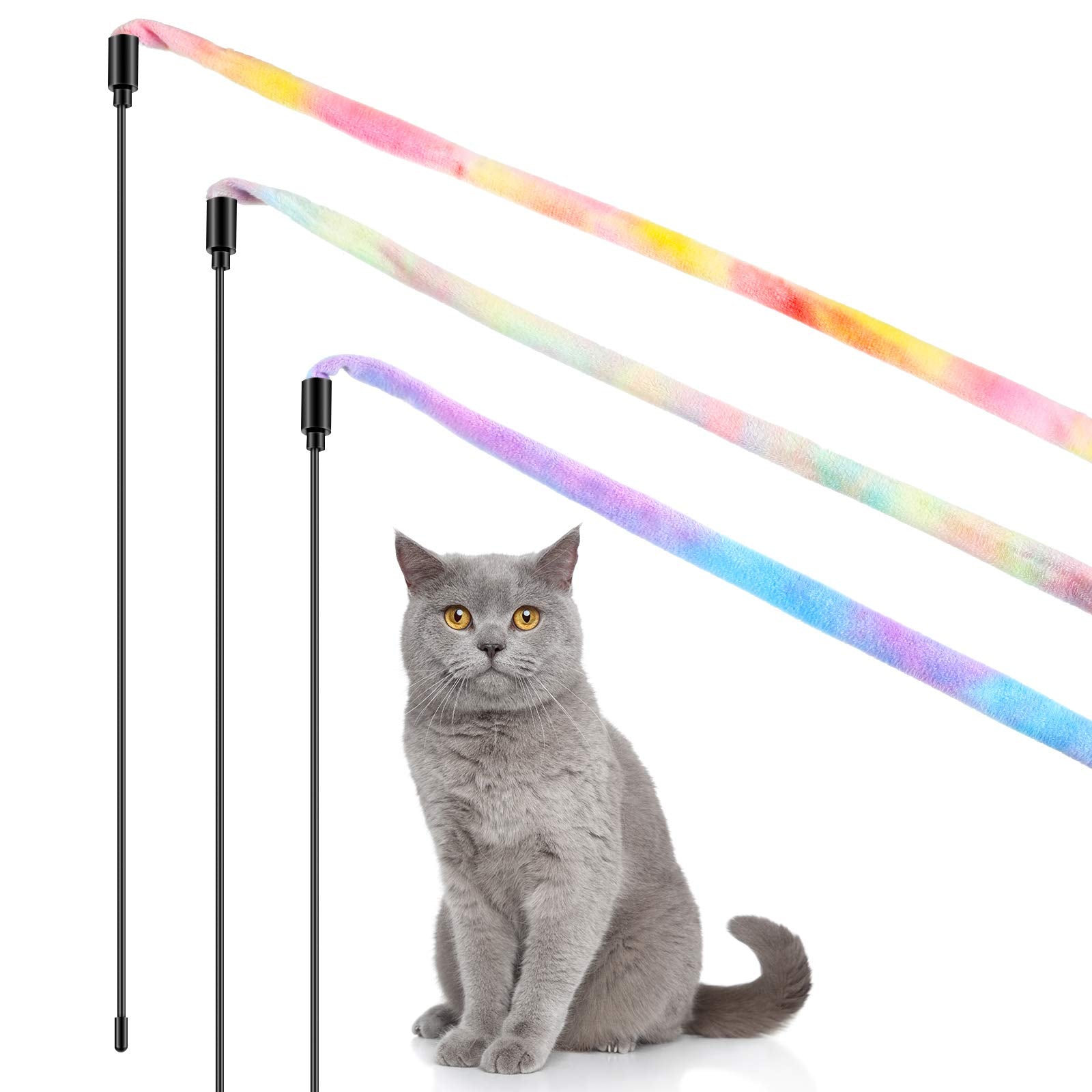 Sumind cat wand teaser 3 styles setup shows indoor exercise for curious cats