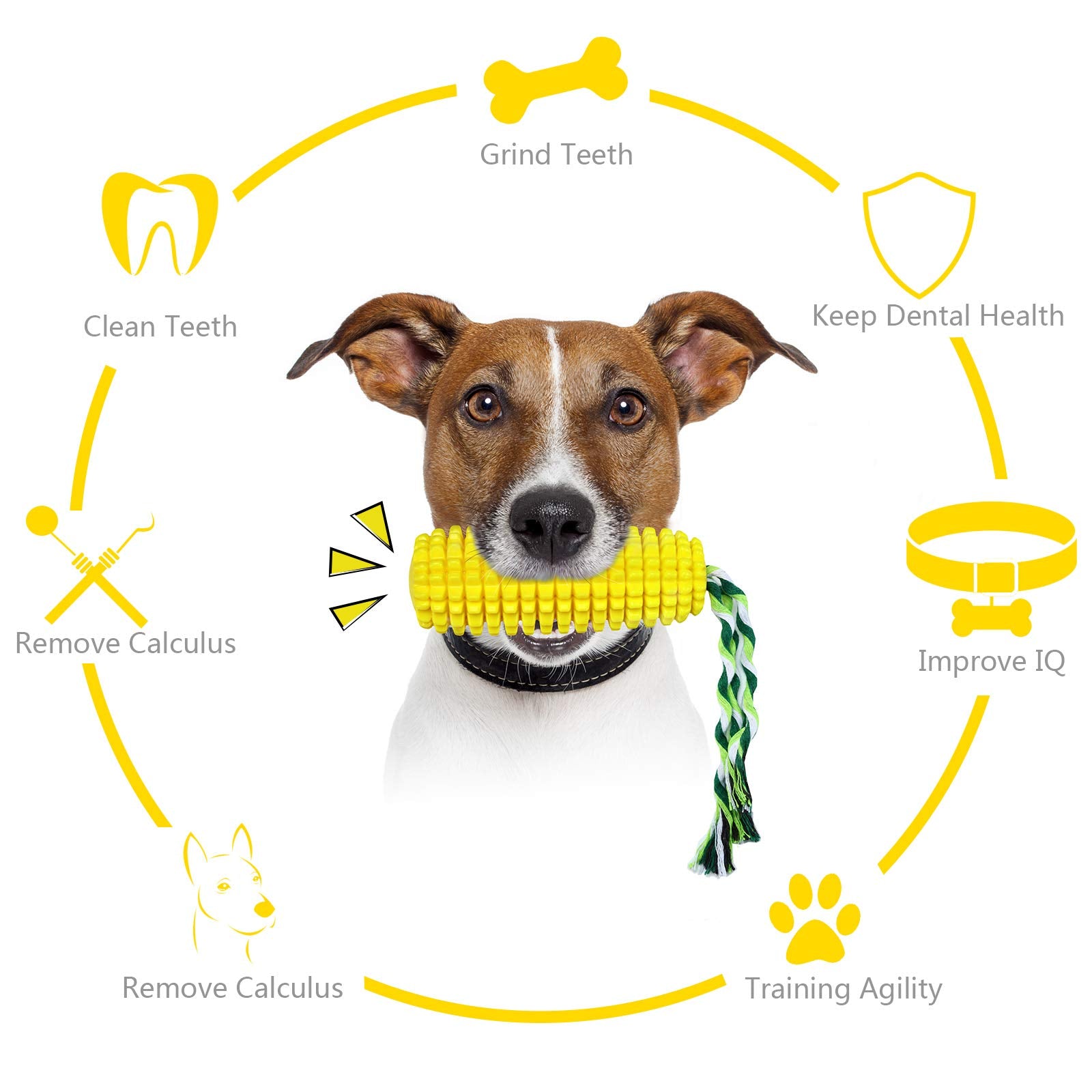 Sumind dog corn toy milk flavor visual suggests appealing scent and taste for dogs.