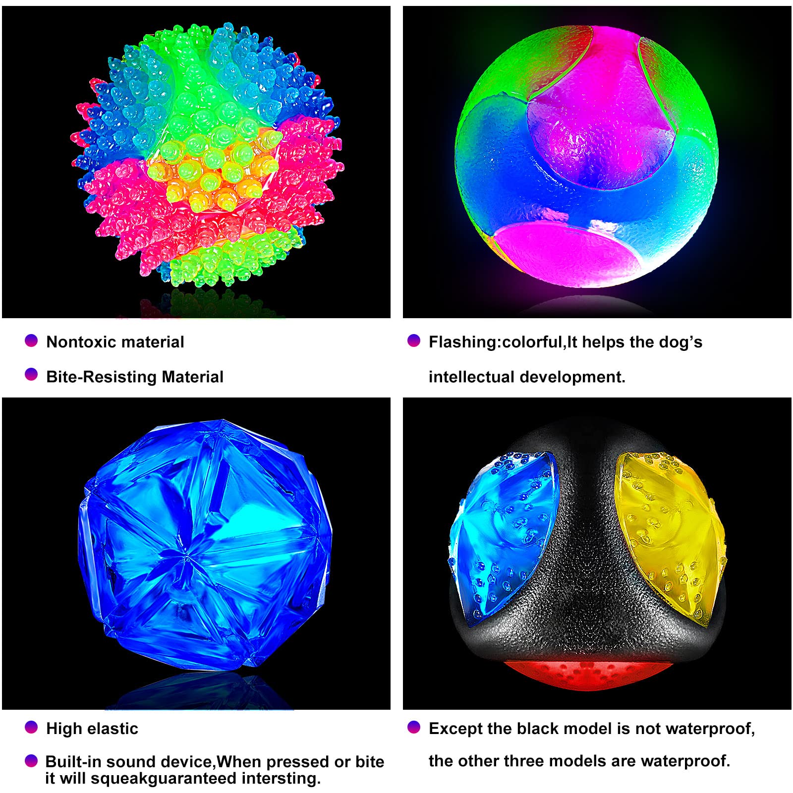 Sumind flash LED squeaker ball glows on impact to attract dogs' attention