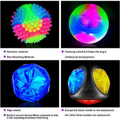 Sumind flash LED squeaker ball glows on impact to attract dogs' attention