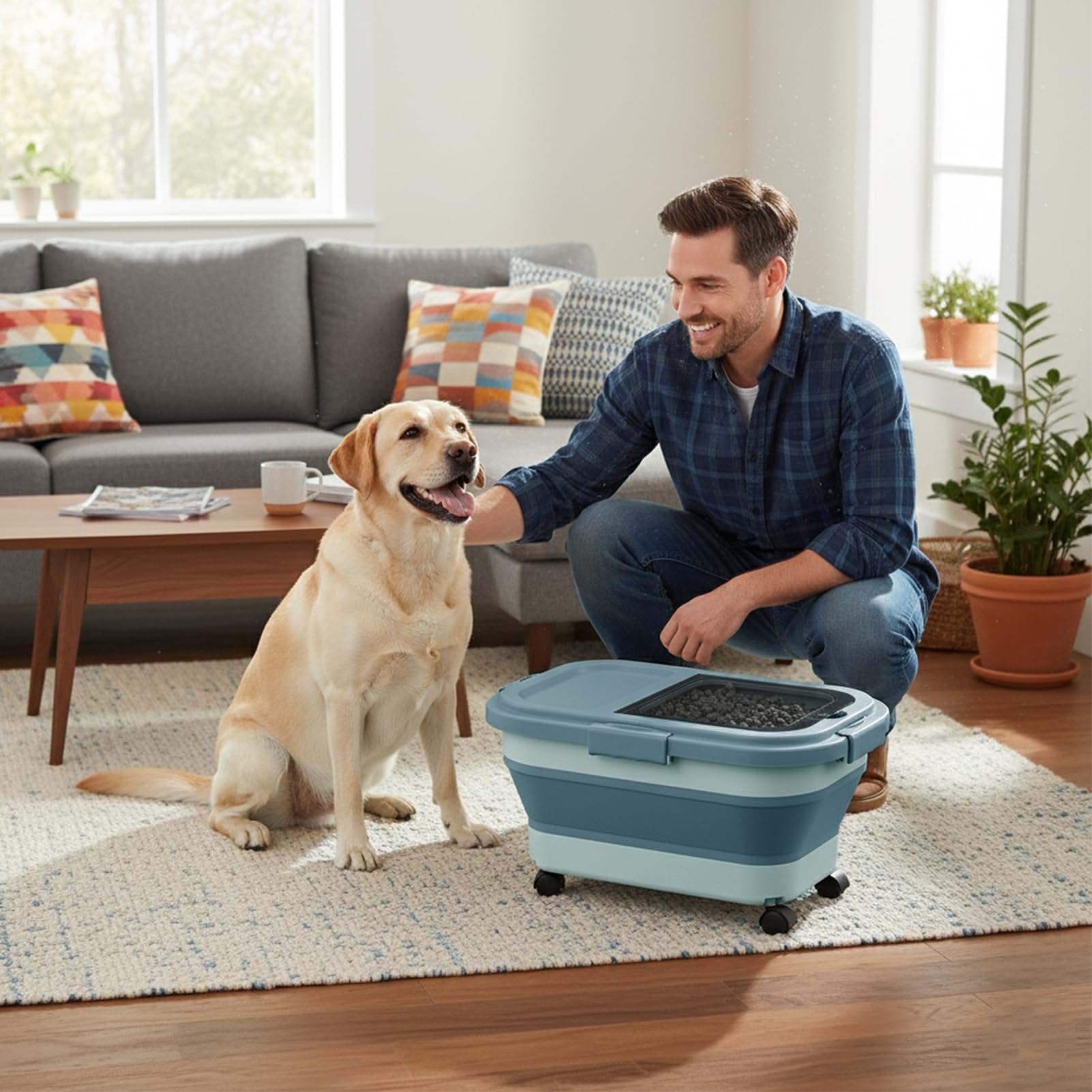 Summark cat dog food container transparent magnetic lid for quick checks