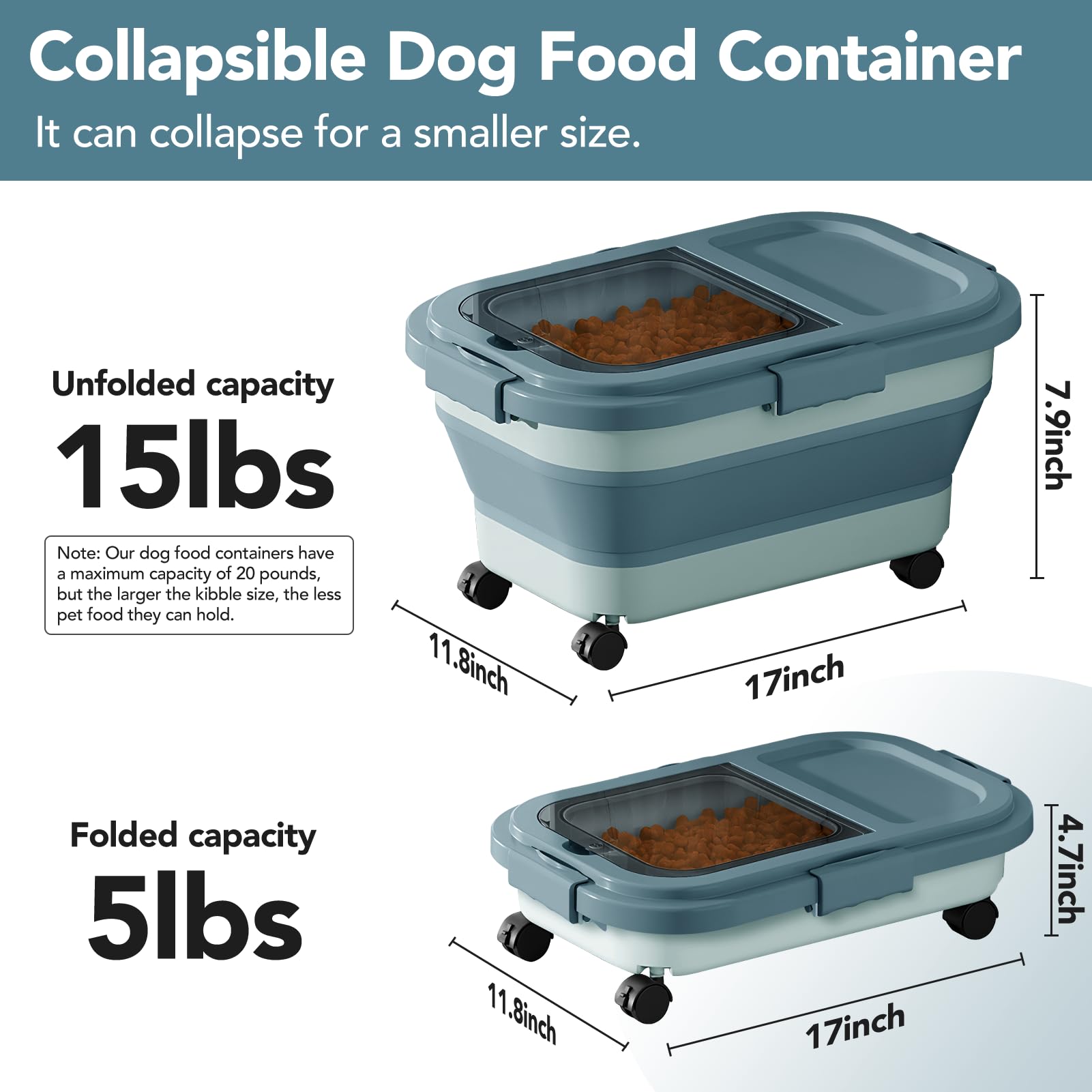Summark cat dog food container includes cup and scoop for portions