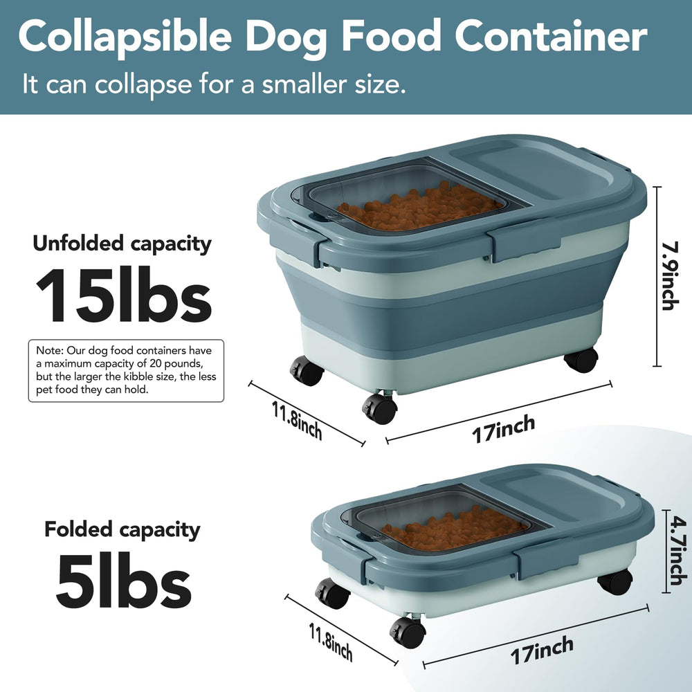 Summark cat dog food container includes cup and scoop for portions