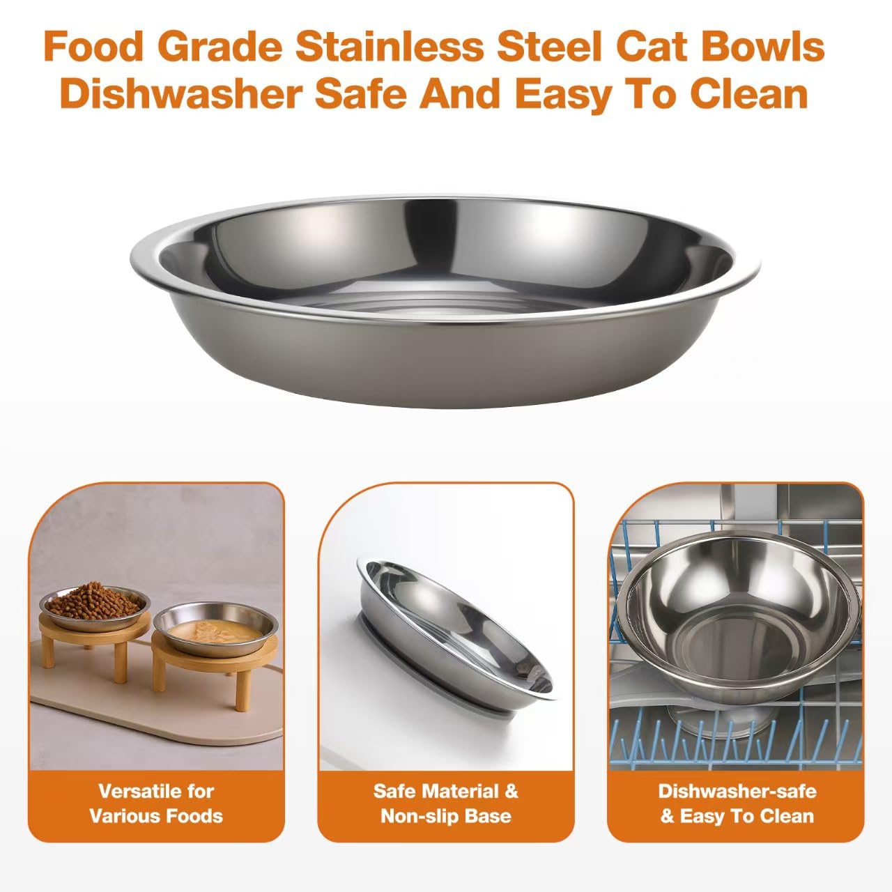 Summark dishwasher-safe cat bowls and mat ready for quick cleaning