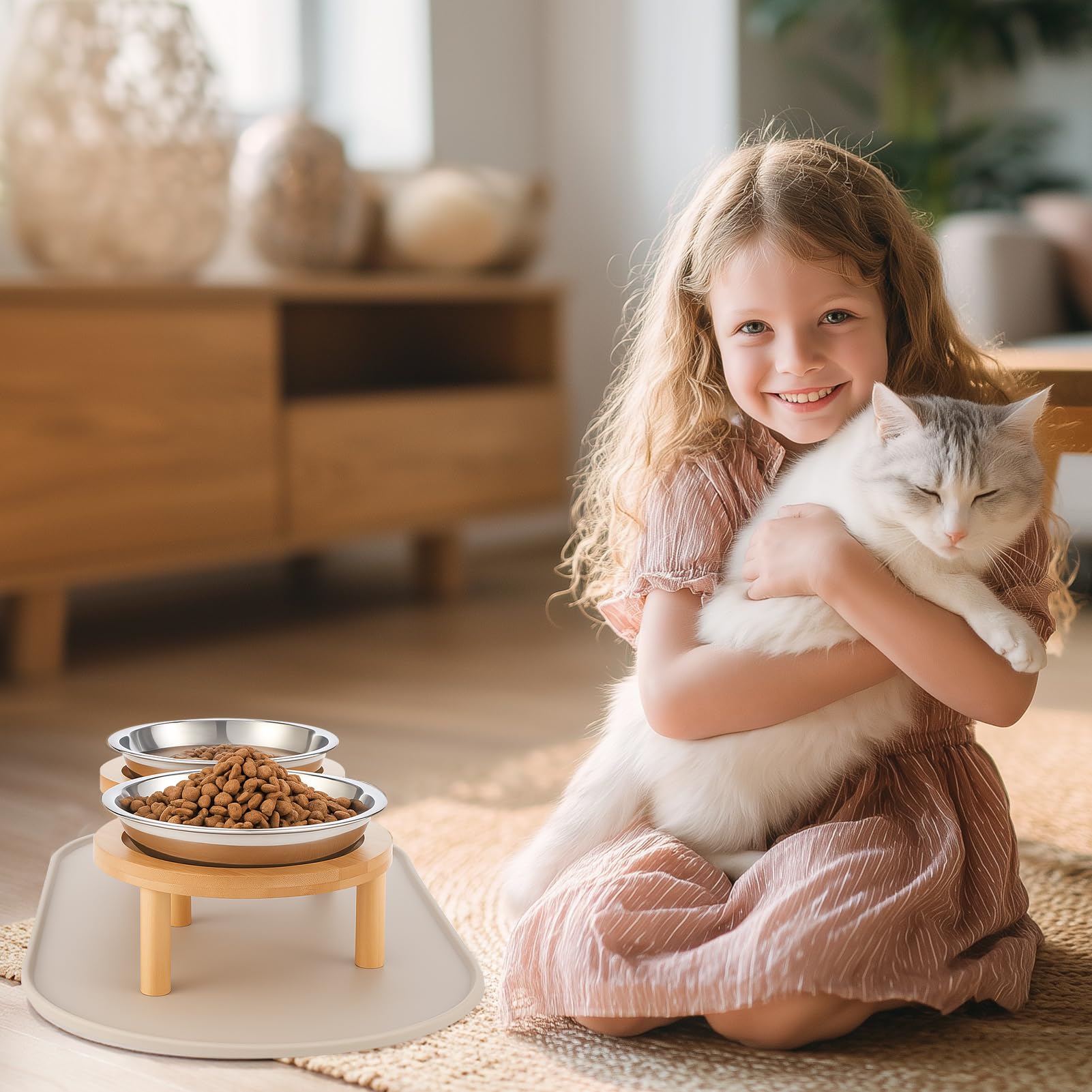 Summark natural wood stand for bowls adding durability and warmth