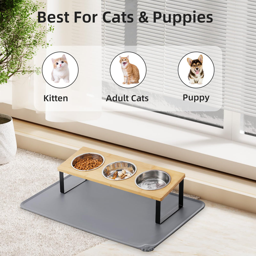 Summark three-bowl feeding set ideal for cats and puppies