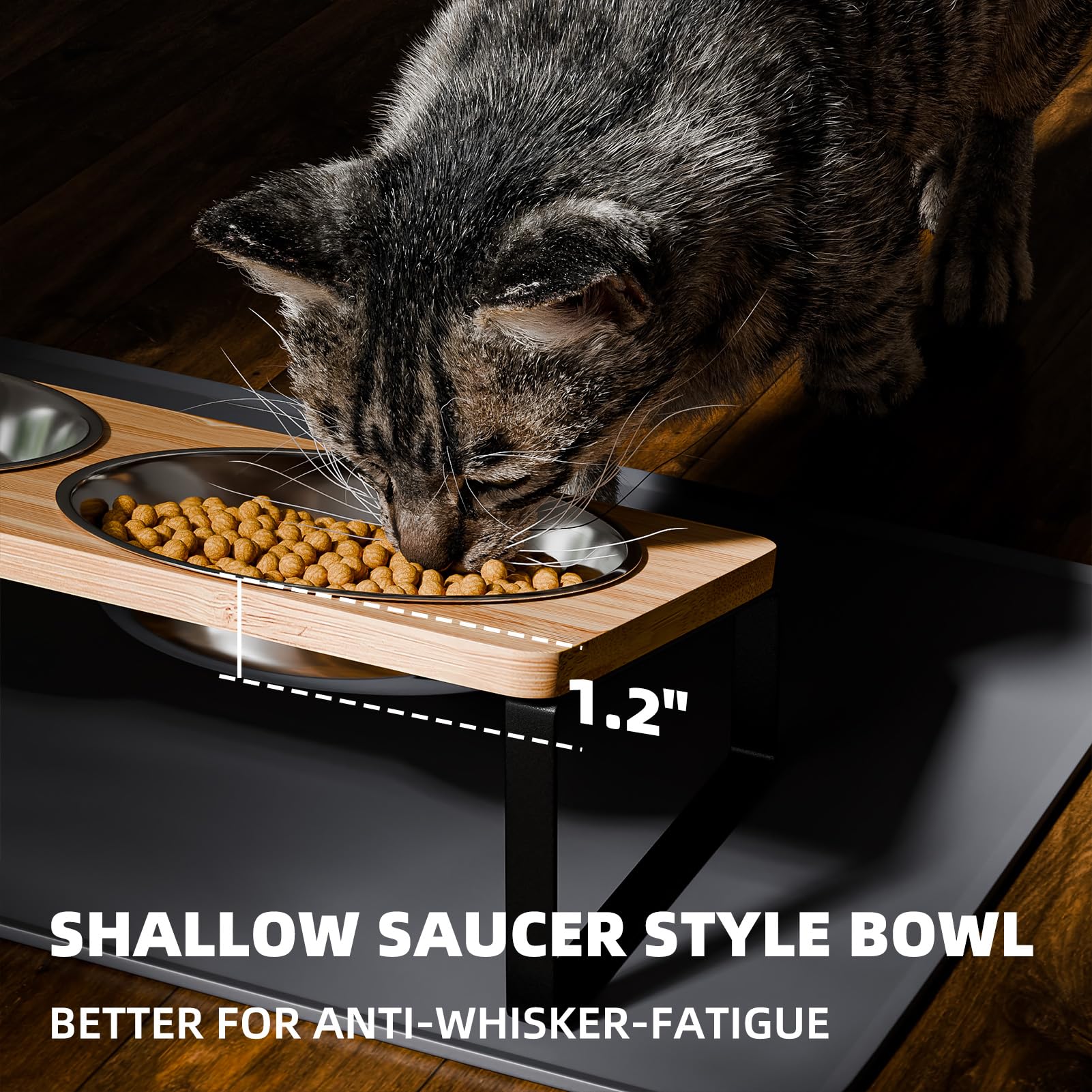 Summark whisker-friendly stainless steel bowls minimize whisker contact during meals