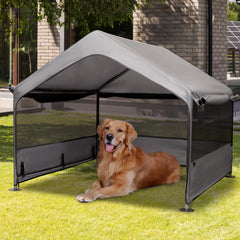 Summertrail extra-large dog house outside side view shows spacious shelter for large breeds.