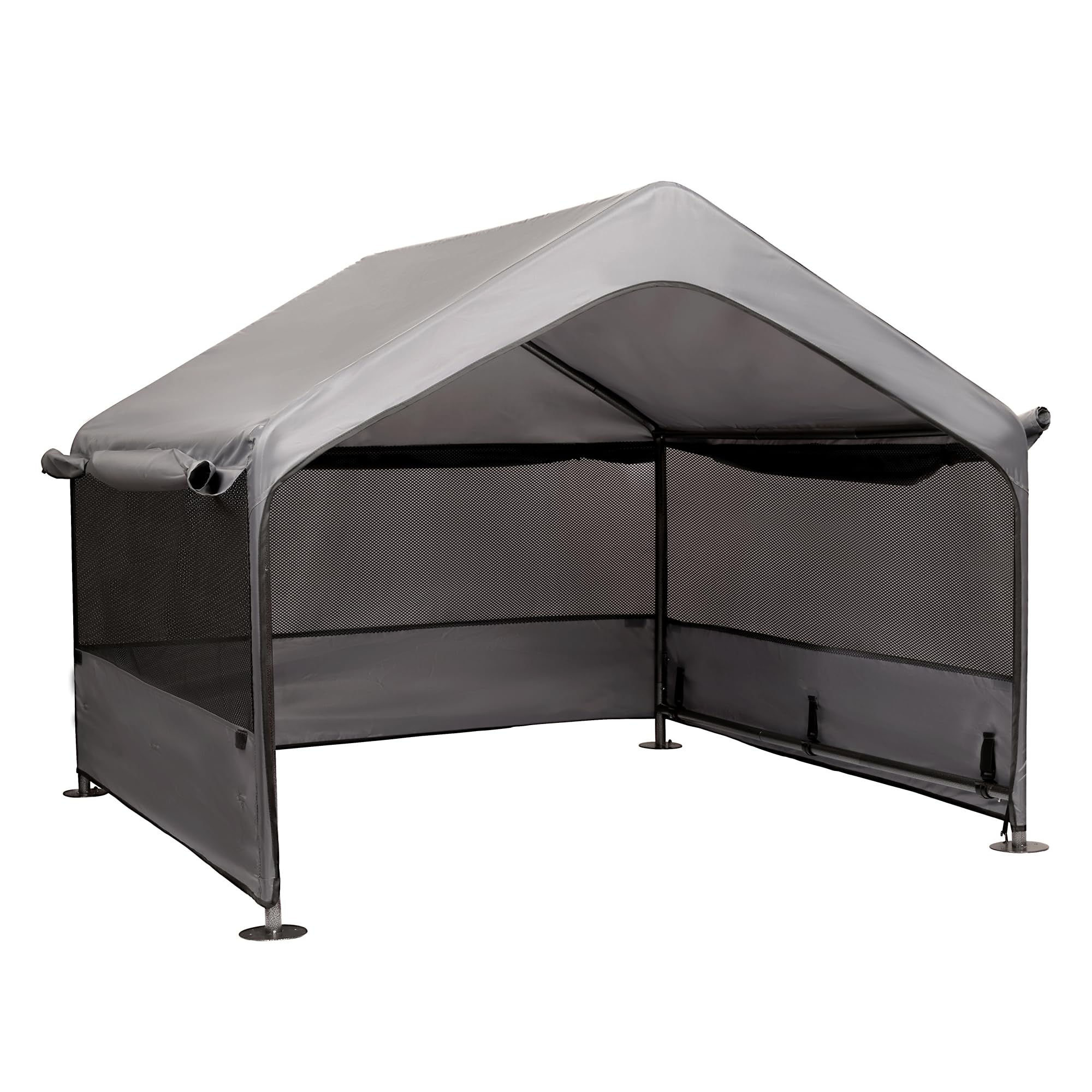 Summertrail waterproof PU coating with stakes secures shelter against wind.