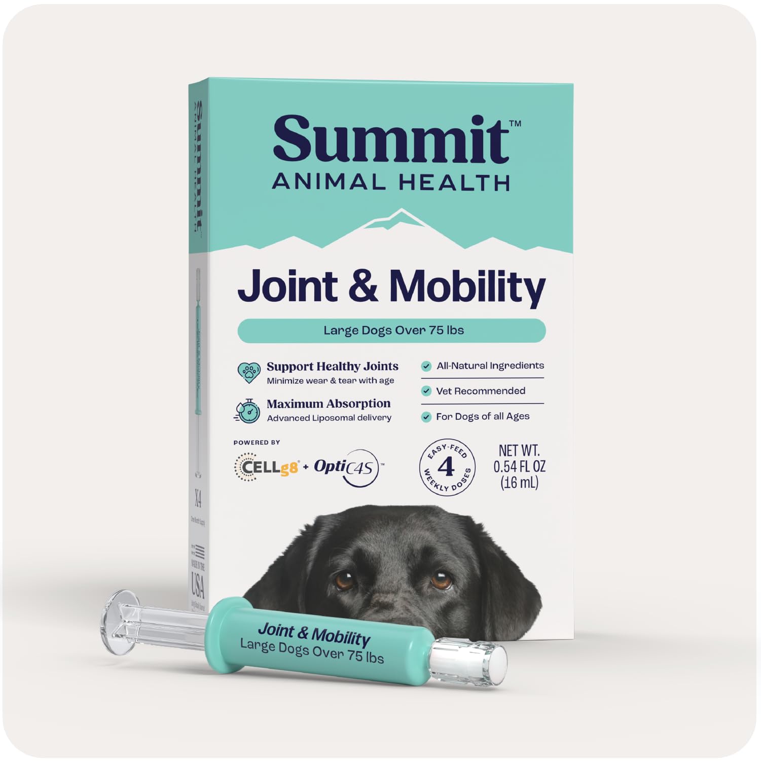 Summit Canine Joint liquid bottle for large dogs with fast-absorbing support.