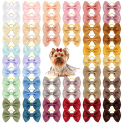 SUMMORO 60pcs puppy bows pack in morandi colors for stylish small pets.