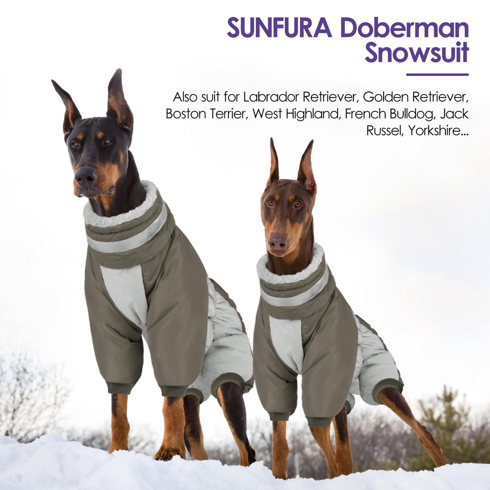 SUNFURA army green snowsuit with leg coverage for medium dogs