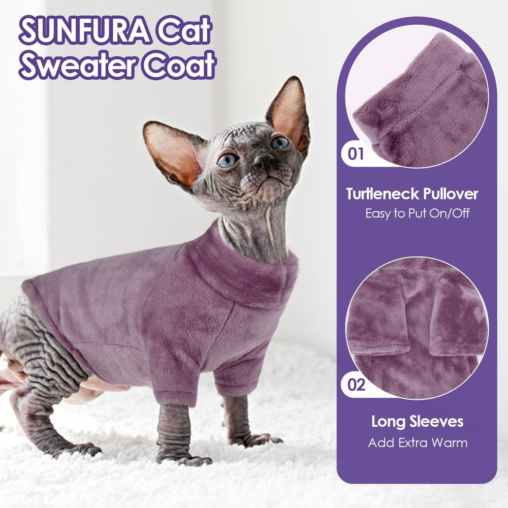 SUNFURA cat pajamas with sleeves on a cat offering cozy warmth