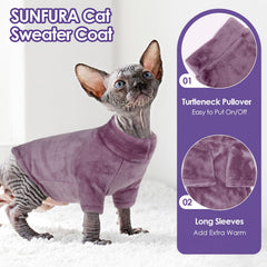 SUNFURA cat pajamas with sleeves on a cat offering cozy warmth