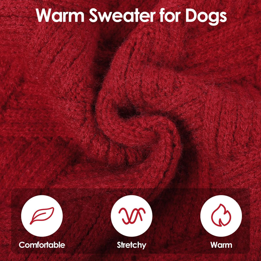 Sunfura XL red dog sweater, side view, easy-on pullover for quick dressing.