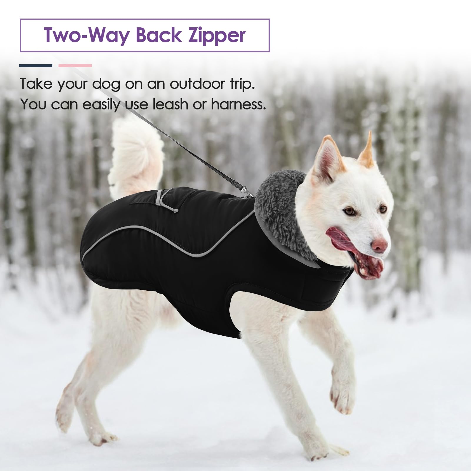 SUNFURA adjustable furry collar adds extra warmth and a snug fit.