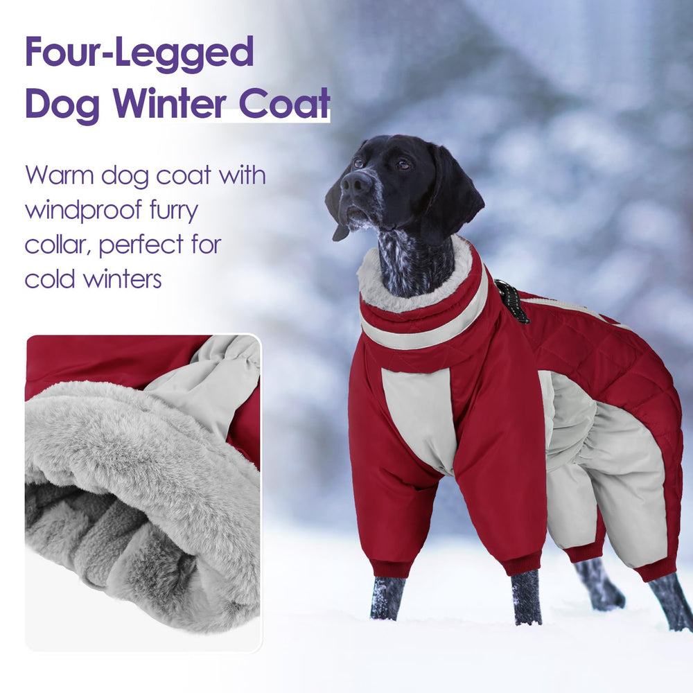 SUNFURA dog coat furry collar closeup highlights snug neck seal.