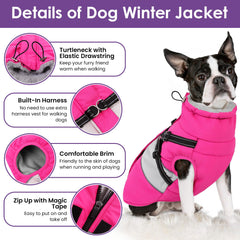 SUNFURA dog coat harness-built-in with D-ring enables secure leash attachment.