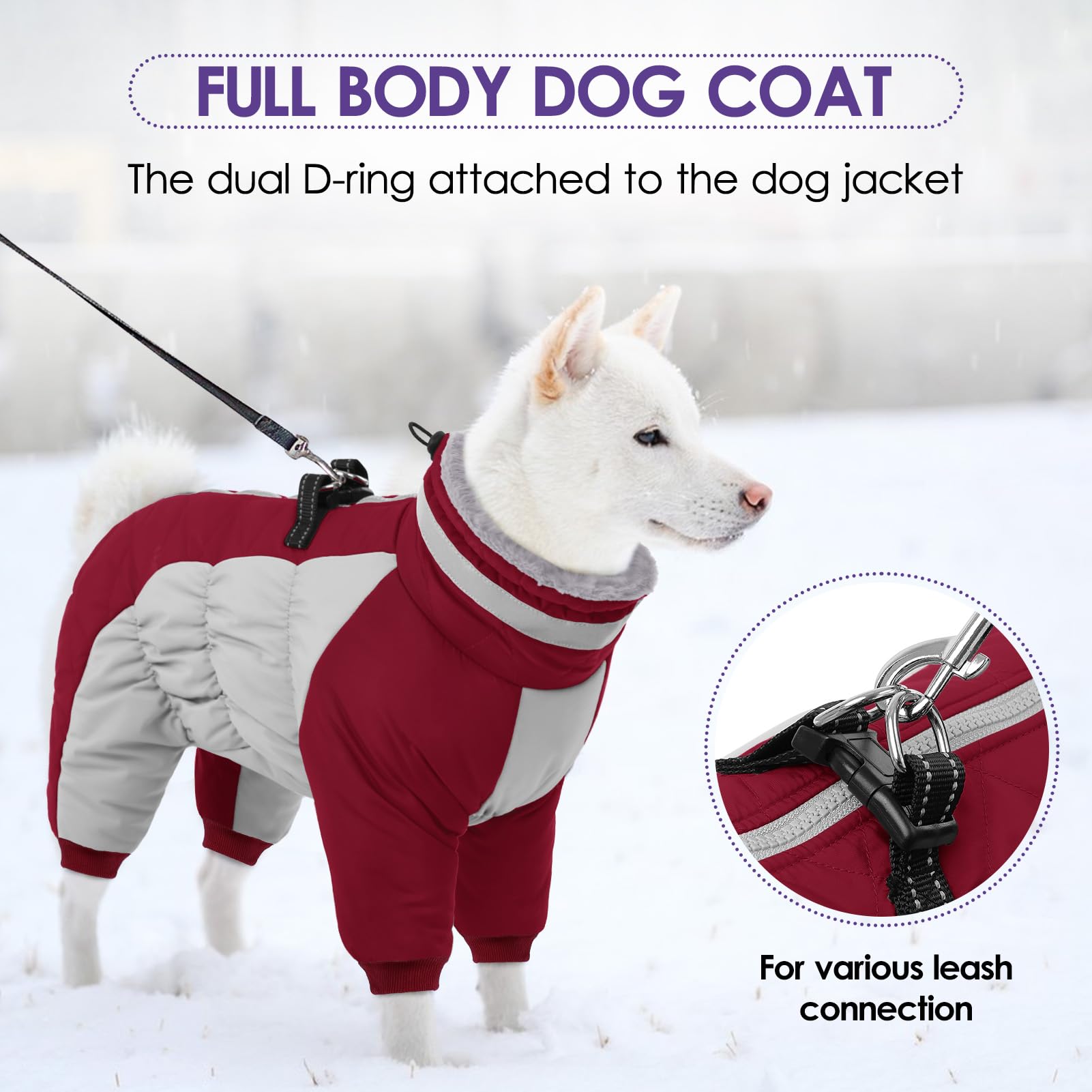 SUNFURA dog coat reflective neckline enhances visibility on nighttime strolls.