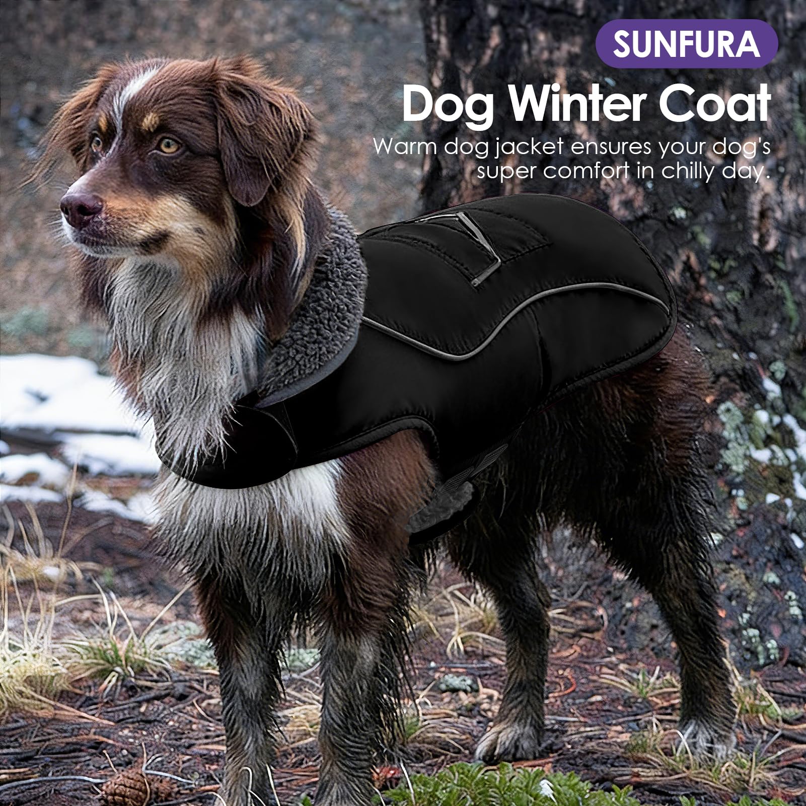 SUNFURA reflective trim coat boosts visibility during evening walks.