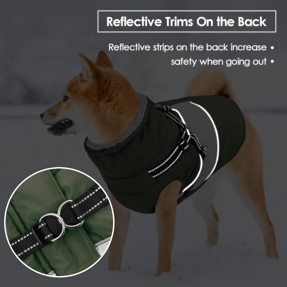 SUNFURA dog coat XXL furry collar adds wind protection and warmth.