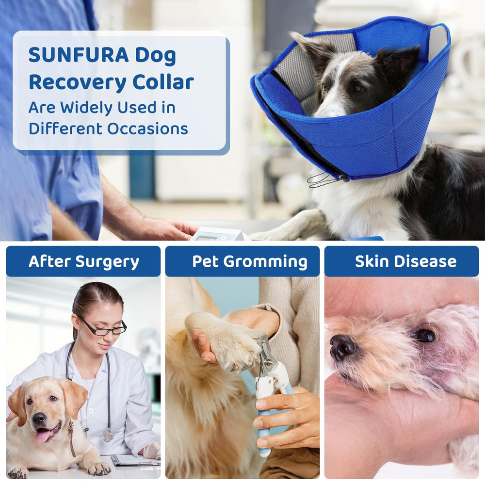 SUNFURA dog cone blue XL post-surgery-protection helps prevent licking and minor injuries