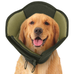 SUNFURA dog cone with breathable mesh for post-surgery comfort and skin protection.