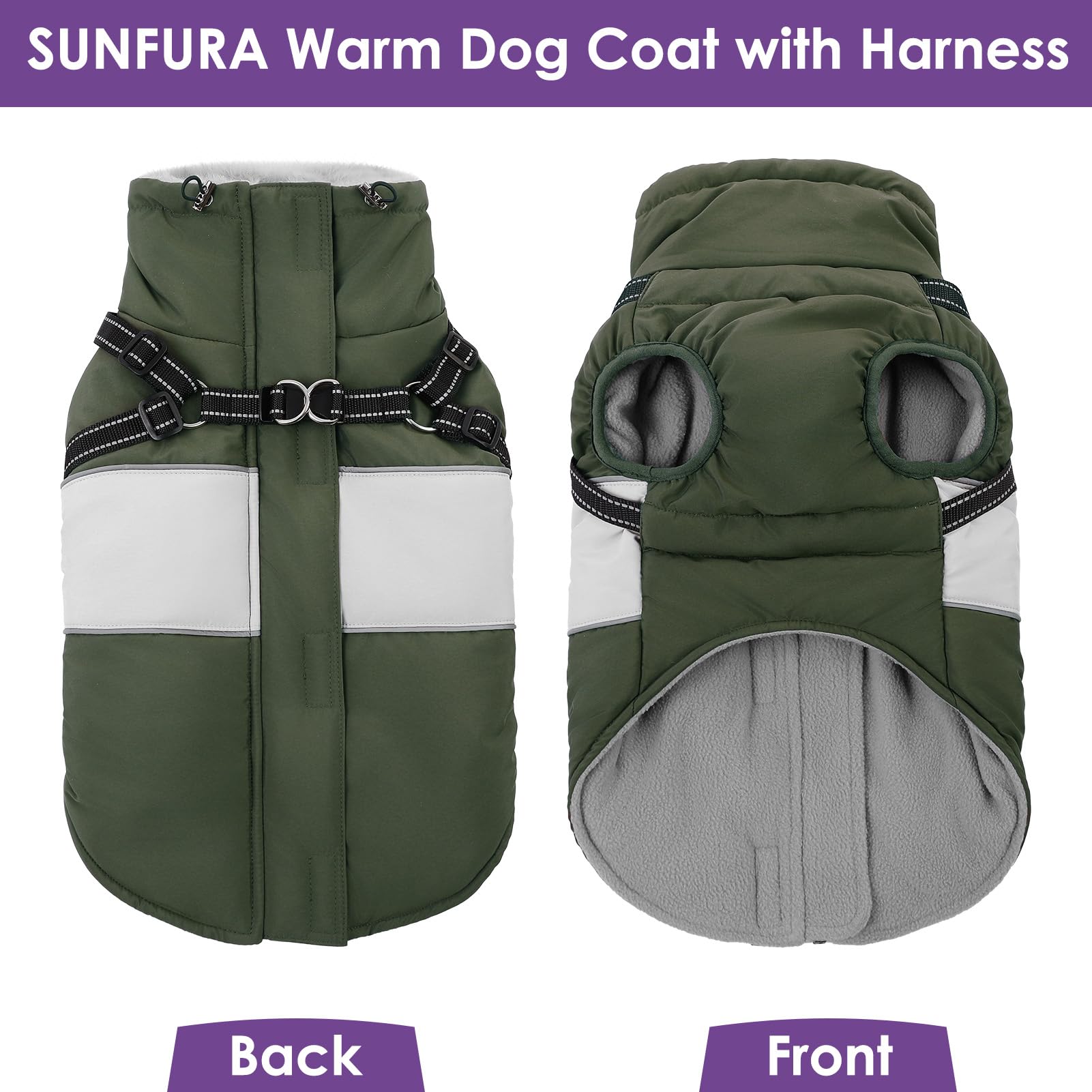 SUNFURA dog jacket army green large fits varied breeds