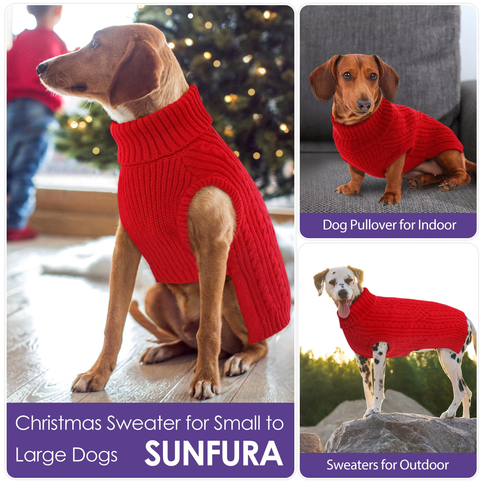SUNFURA dog sweater abdomen opening demonstrates convenient bathroom access during wear.