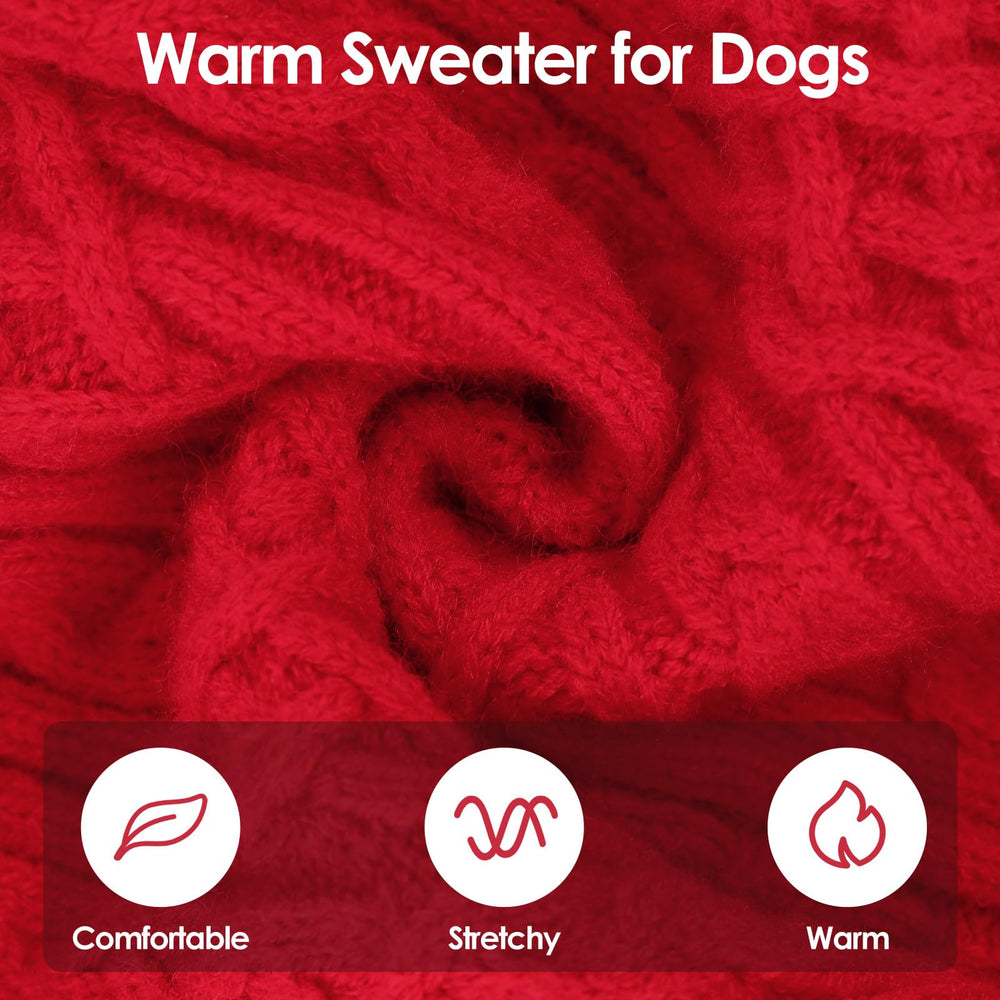 SUNFURA dog sweater turtleneck harness hole close-up demonstrates easy on and off.