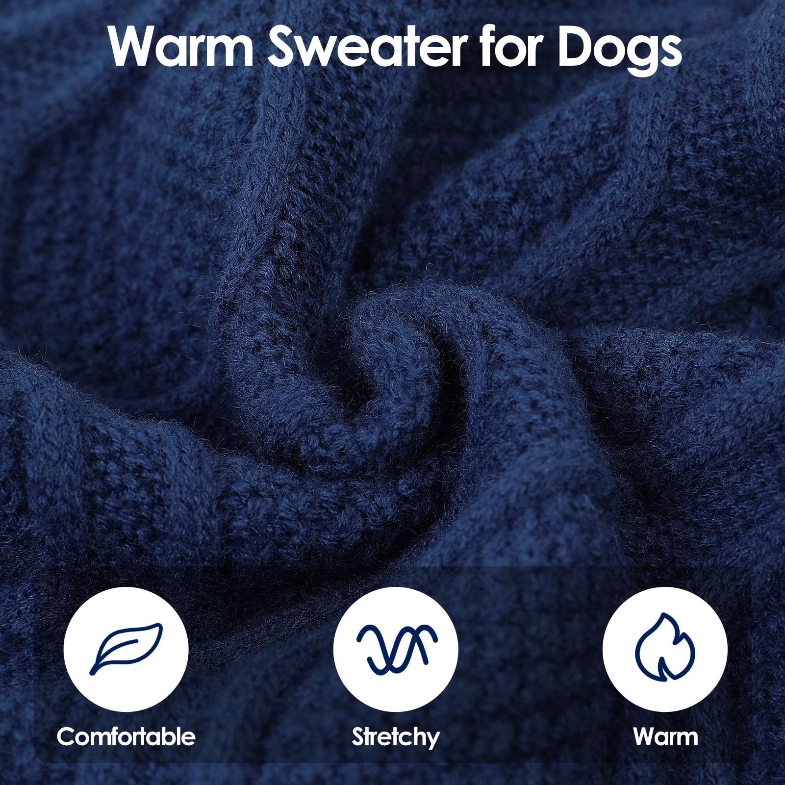 SUNFURA XL blue dog sweater back view highlighting full body coverage and snug fit.