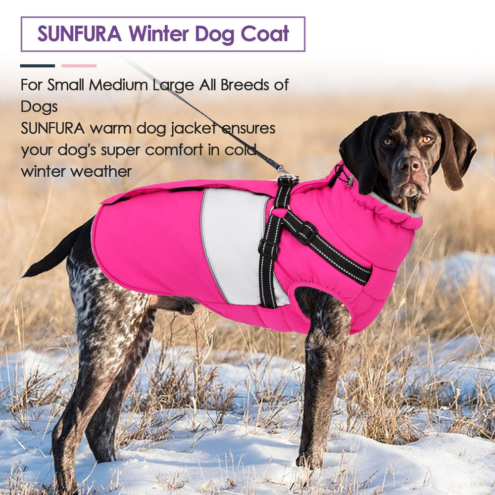 SUNFURA dog winter coat zipper easy-on-off view demonstrates simple outfit changes