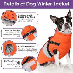 SUNFURA dog winter coat polar fleece lining provides warmth and comfort.