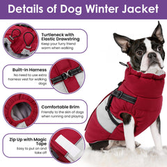 SUNFURA dog winter coat zipper-closure highlights easy on/off for quick outfitting.