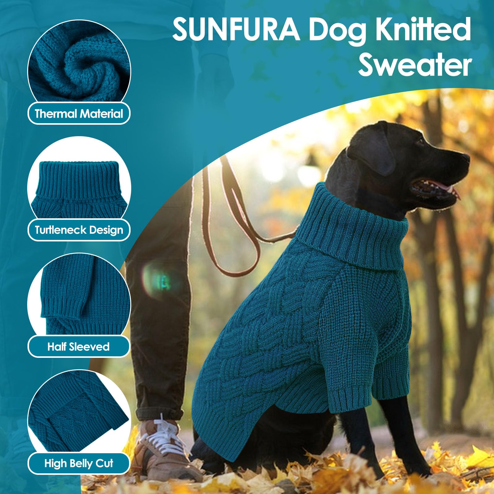 SUNFURA fall-winter dog sweater ideal for outings and festive moments.