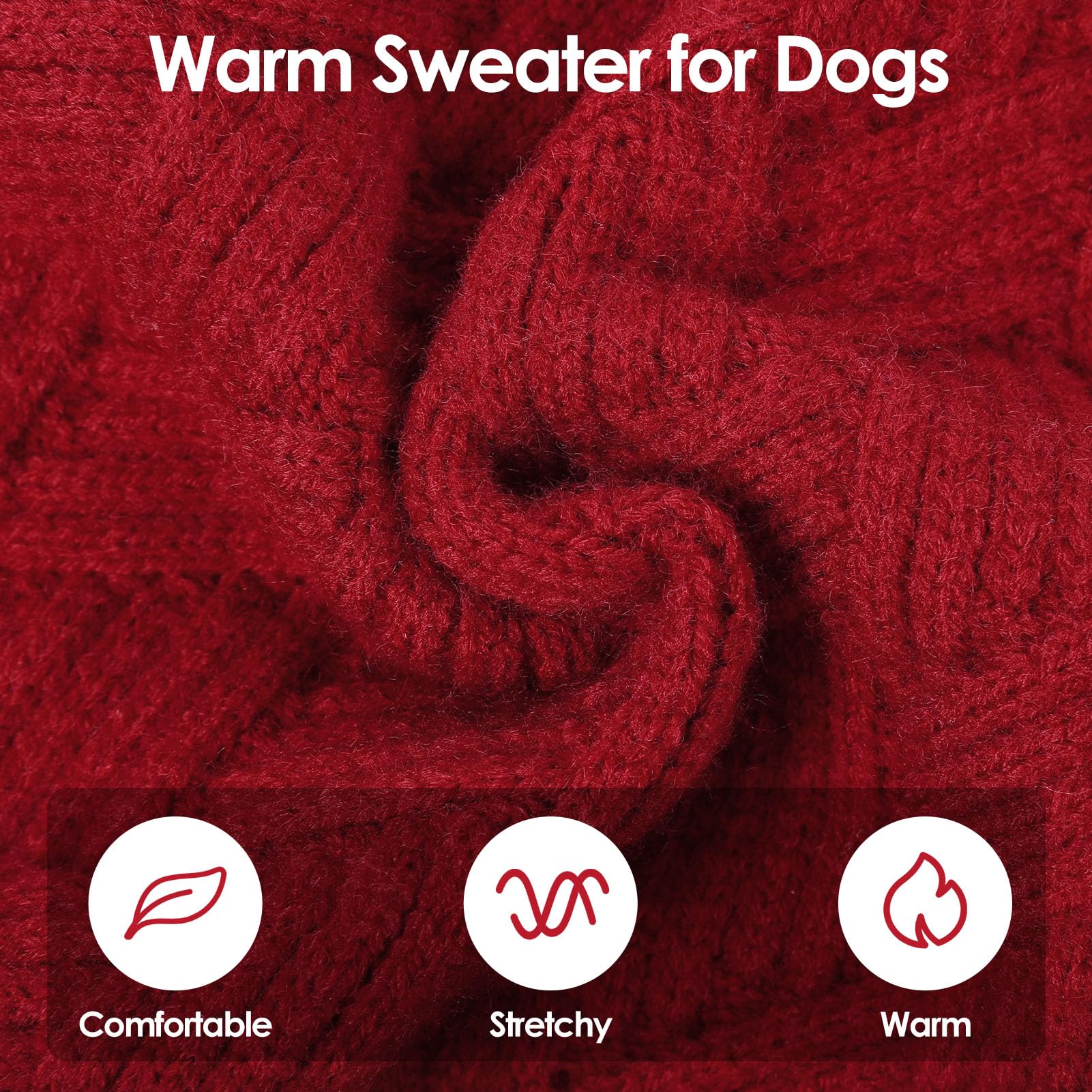SUNFURA small dog sweater red turtleneck side highlights comfortable fit during play.