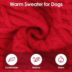 SUNFURA turtleneck dog sweater closeup shows soft stretch knit for easy layering.