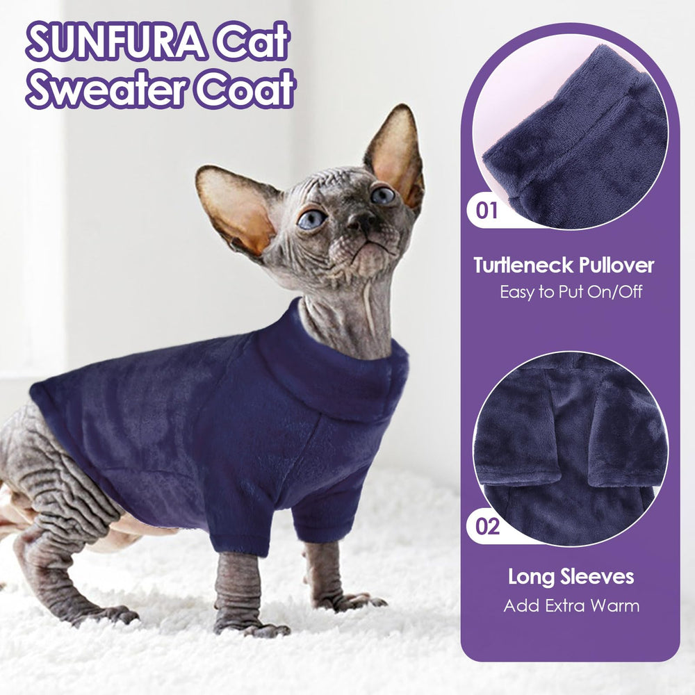 SunFURA two-legged design coat facilitates easy on/off for cats.
