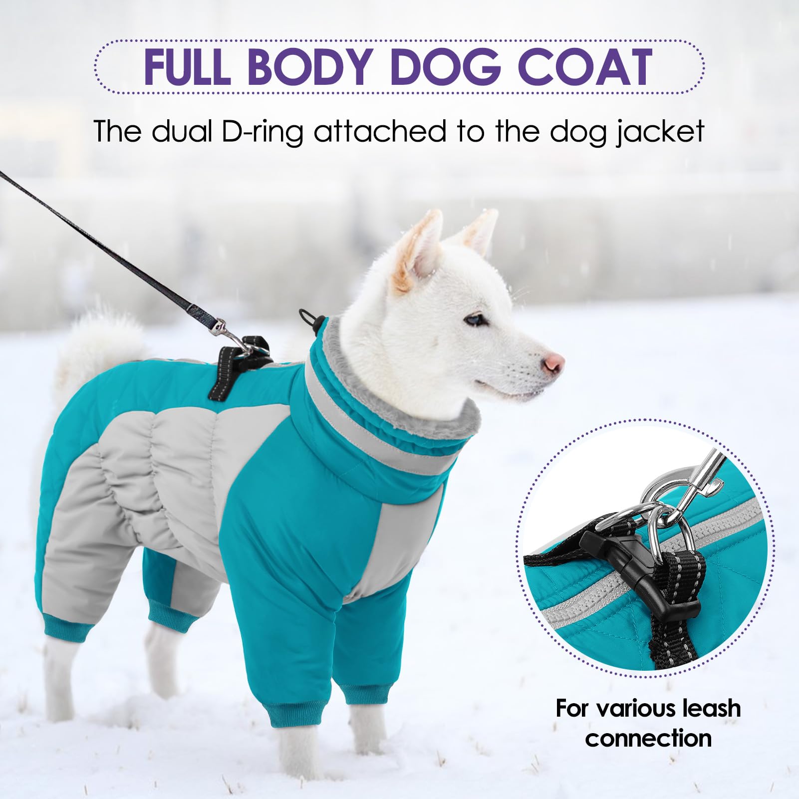 SUNFURA water-resistant outer shell with fleece lining keeping a dog warm and dry.