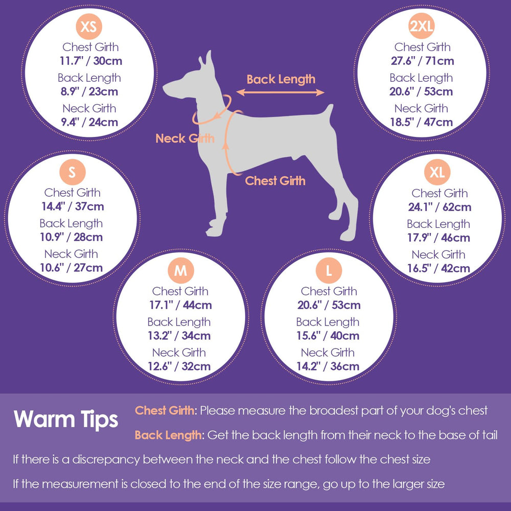 SUNFURA winter dog sweater available in multiple sizes for a snug fit.