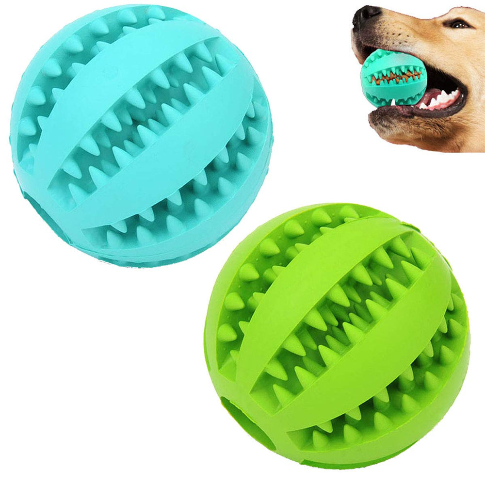 Sunglow dog toy ball front view shows durable bite-resistant rubber for teething.