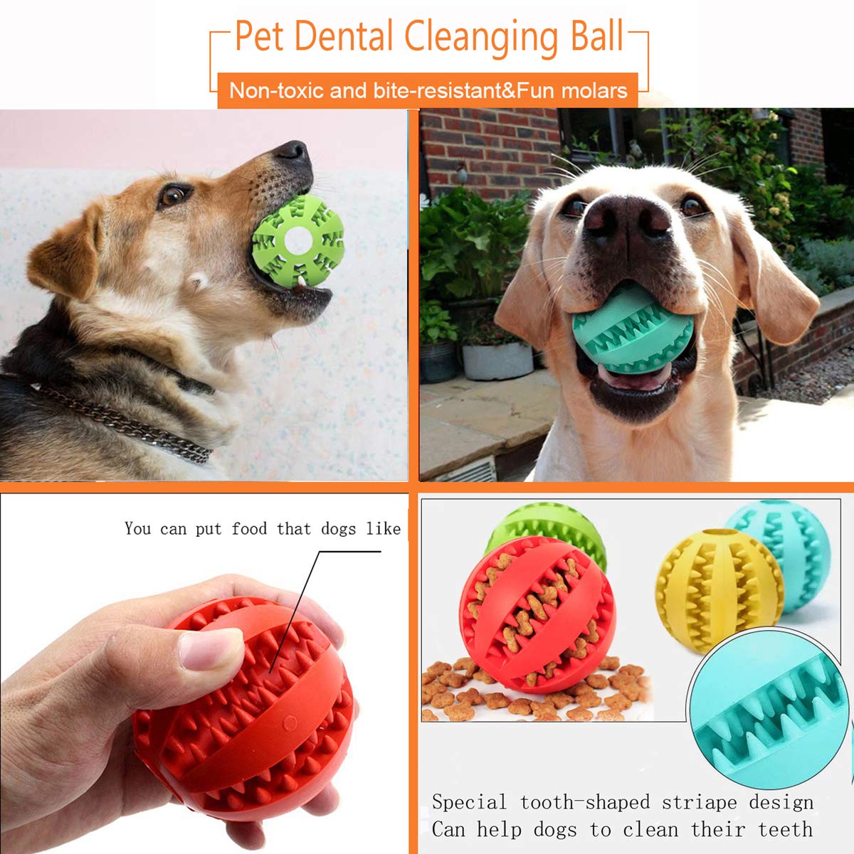 Sunglow dog toy ball side view emphasizes non-toxic, non-abrasive material for safe chewing.