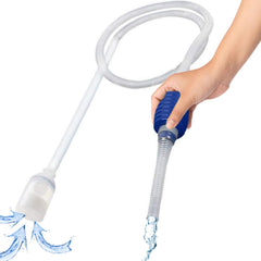 SunGrow aquarium gravel cleaner setup shows no-spill siphon design for easy water changes.