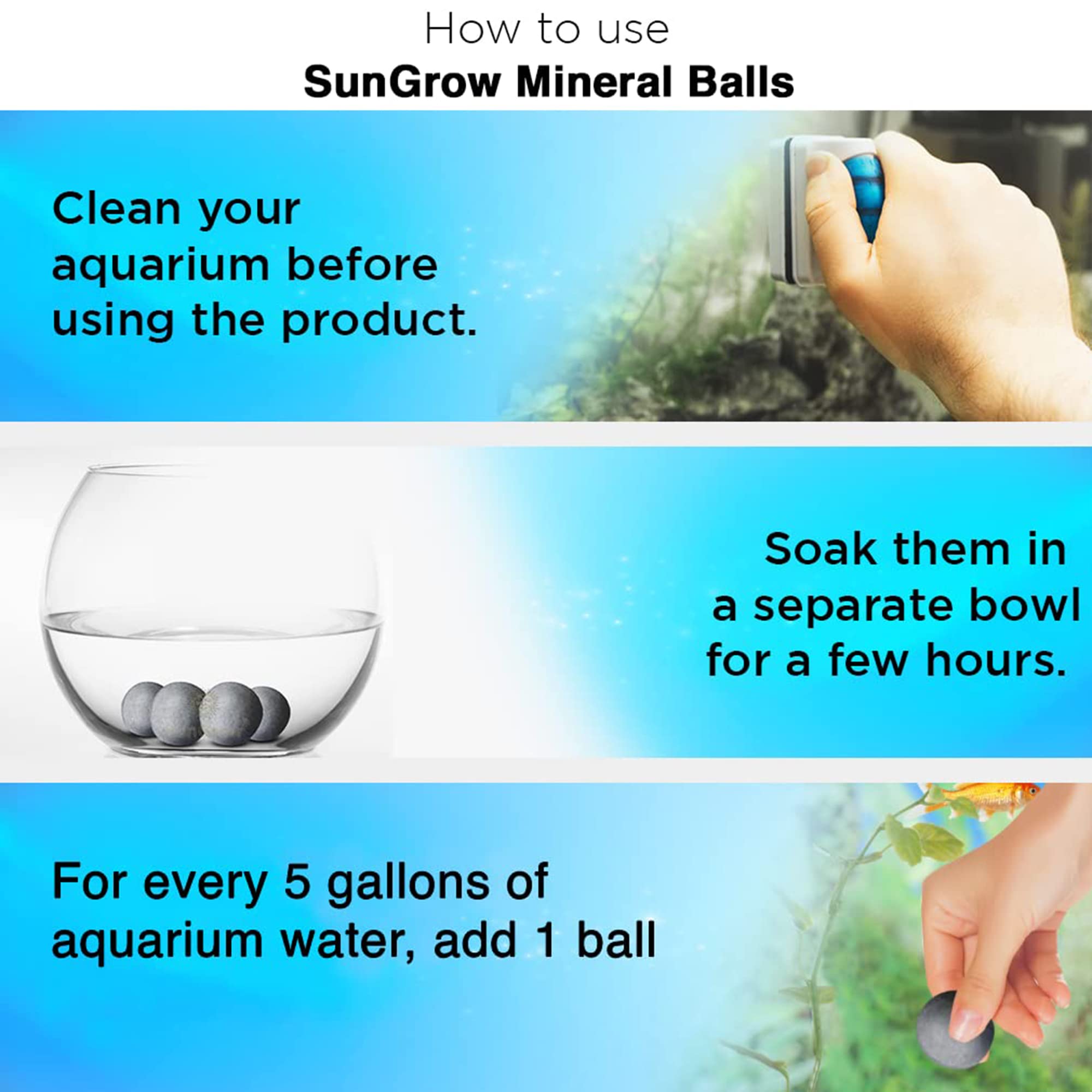 SunGrow Betta Balls 0.3-inch size shown for easy aquarium fitting.