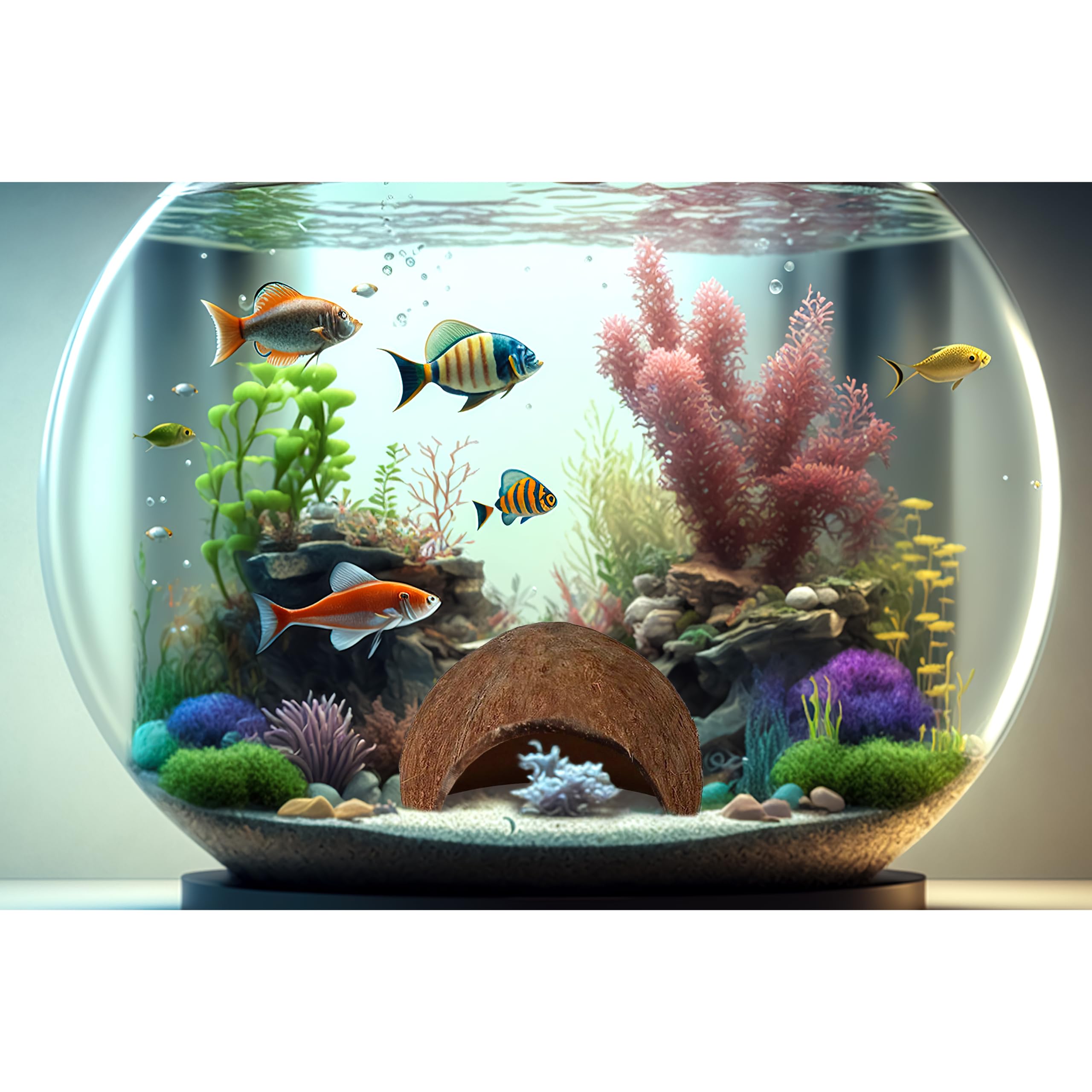 SunGrow Betta Cave in-tank setup demonstrates safe privacy in a community tank.